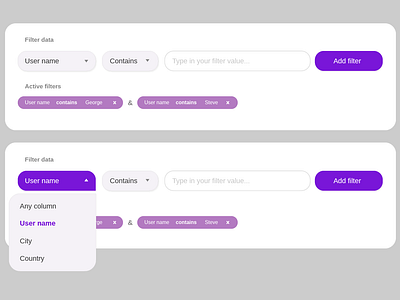 Advanced filter filter filtering interaction interface ui web interface