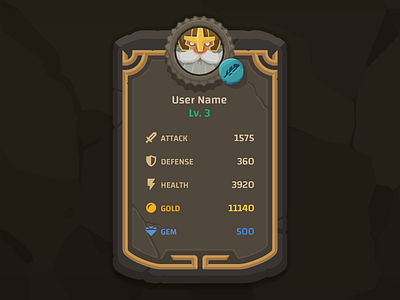 Stone Ui User Info Detail assetstore elements game game design gui kit the stone icon info mobile stat user