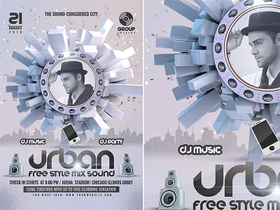 Urban Sounds Flyer bar city club drum bass electro event electro house flyer flyer hip hop modern music nightclub party party flyer poster sound speakers techno urban urban event urban festival