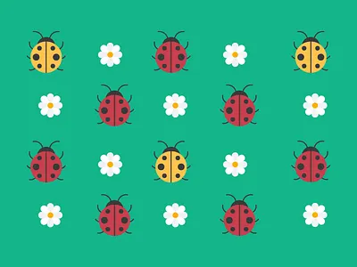 Ladybugs cute digital flower illustration kawaii ladybeetle ladybird ladybug vector