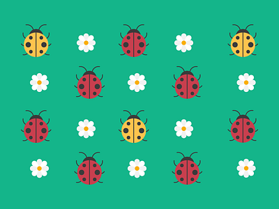 Ladybugs cute digital flower illustration kawaii ladybeetle ladybird ladybug vector