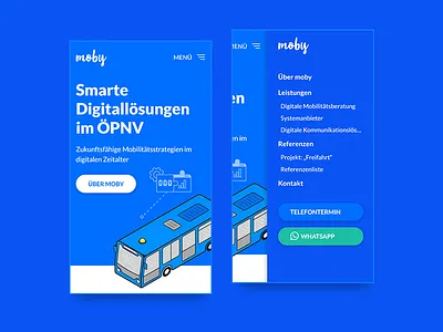 moby Website homescreen isometric mobile mobility screendesign