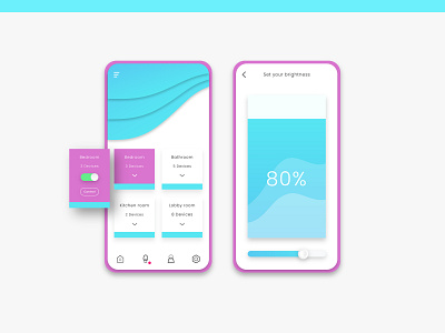 Smart lighting UI app branding dashboard flat design gradient homepage icon identity illustration interface iphone kit lamp landing page layout lighting ui ux vector web