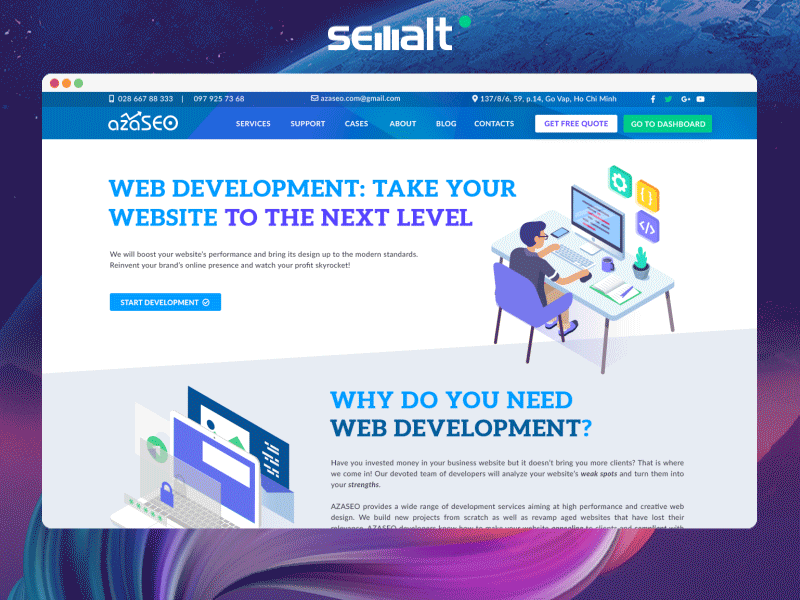 AzaSEO Dev. Project clean interaction semalt typography ui ux vector web design web development xd