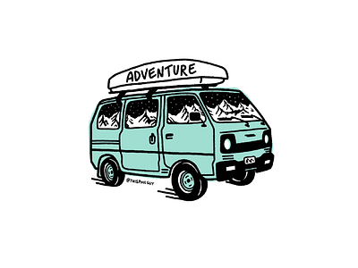 adventure van branding design distorted grain hand drawn handrawn illustration linework logo patch print procreate shape simpleillustration sticker tattoo texture van vanagon vector