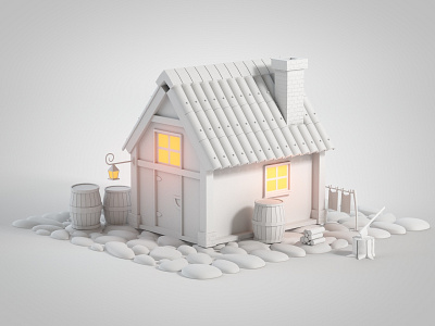 Cute Cartoon House c4d