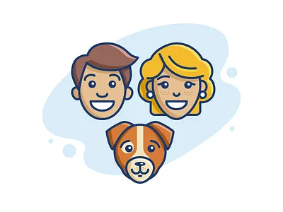 Young Family avatar contour dog face family girl guy icon illustrator vector