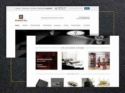 Bindertek Website Redesign desktop e commerce design featured items information architecture navigation bar navigation menu site design trending ui ux design ux web design website
