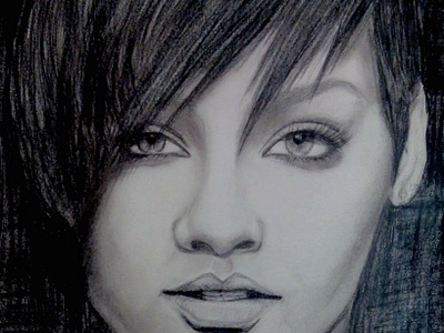 Rihanna pencil drawing portrait art shading