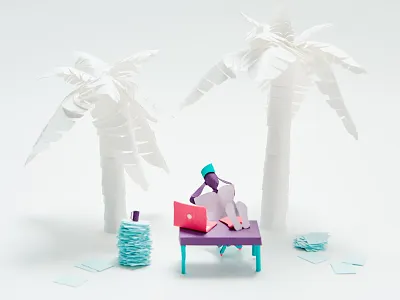 Paper Daydreams computer daydream laptop office palm tree paper work
