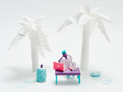 Paper Daydreams computer daydream laptop office palm tree paper work