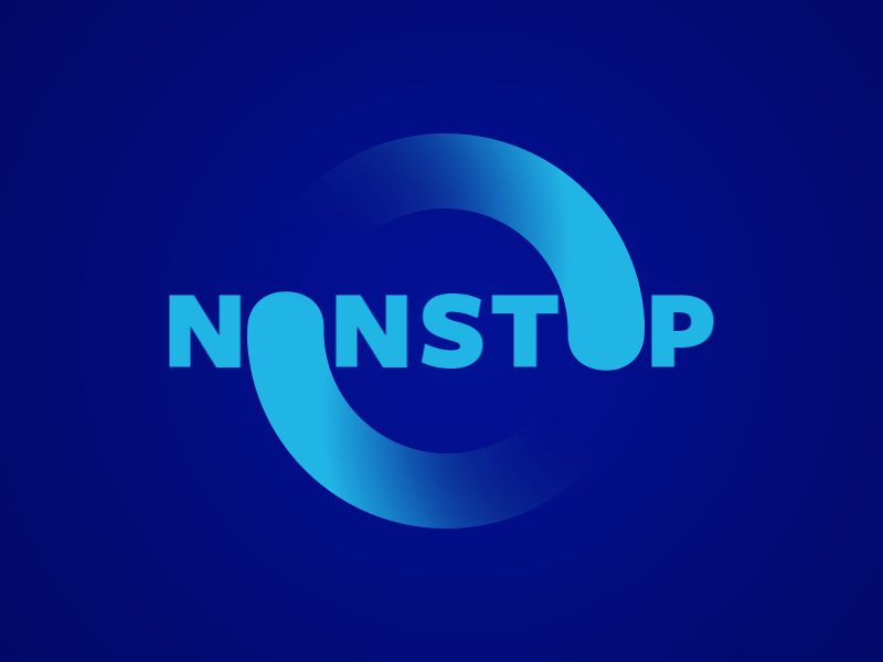 Nonstop circle game game arena gif gradient graphic design logo non stop