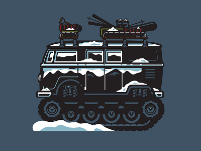 Illustration illustration micro bus snow