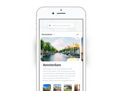 Mobile Travel Application app application design filter image slider ios light theme map mobile app rating search bar travel travel application ui