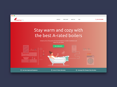 Homepage Illustration For Heating Pal boiler creative design homepage homepage design illustration landing page ui ui design ui designer ux ux design web design website design