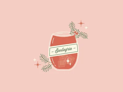 Santagria christmas illustration line design retro sangria smiple