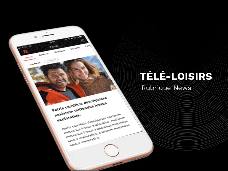 TL News app articles conception connexion design app design articles flux ios login news scroll ui ux