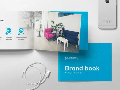 Blueberry Brand Book a5 apple blue book brand brand book branding brochure design icons iphone photography white