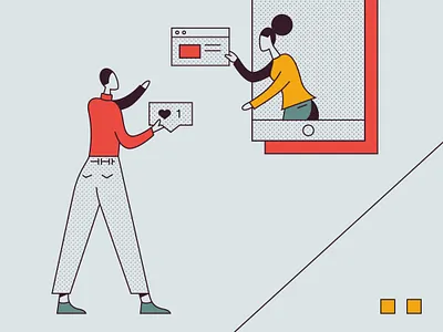 Business Blog blog blogger brand business content digital exchange flat followers illustration influencer likes marketing minimal mobile people phone social media trade