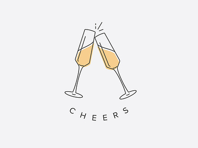 Cheers! champagne design icon illustration logo type vector