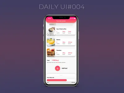 Daily Ui 004 app app concept calculator calories ui ux webdesign