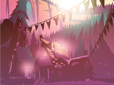 The mystery shack gradient gravity falls grunkle stan illustration neon the mystery shack vector