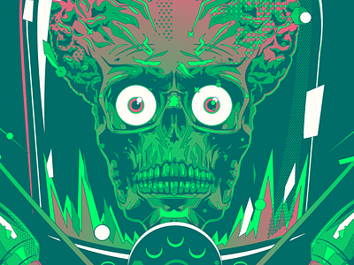 Ack ack alien green illustration mars attacks topps vector practice