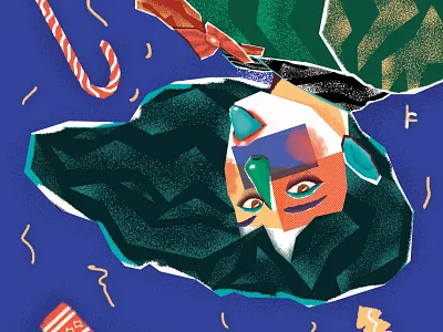 New Year Portrait illustration abstract design brush christmas design face girl illustration new year noise noise brush portrait