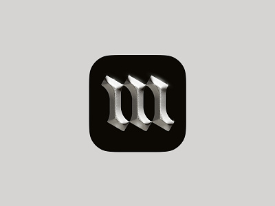 Gothic letter M Icon app app store castle core gothic icon icon design illustration letter lettering m metal middle ages silver typography