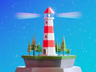 Tiny lighthouse 3d blue c4d cinema 4d design illustration lighthouse low poly render