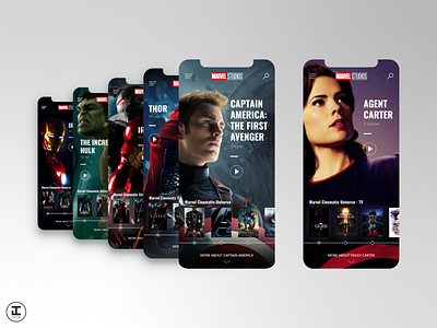 MCU App Concept: Captain America: The First Avenger (Movie #5) agent carter app captain america design hulk illustrator iron man marvel marvel comics marvelcinematicuniverse mcu mobile movies peggy carter superhero thor tv ui ux war machine