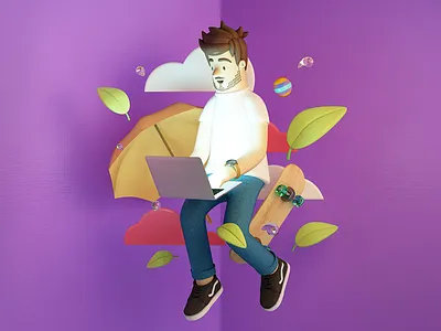 COMPUTER 3d c4d character computer design illustration man technology