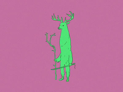 Spirit Samurai 2d antlers characterdesign concept deer design illustration katana minimal samurai