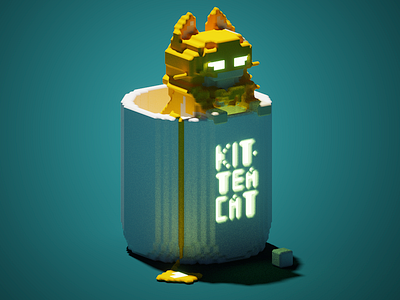 kittea cat 3d modeling 3dmodel cat cat illustration cute design game graphic illustration pixel render scene tea tea bag tea packaging teacup voxel voxel art voxelart