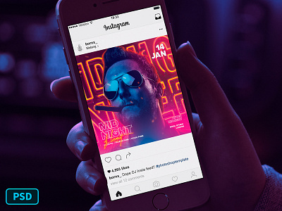 DJ Flyer PSD Template - Midnight Party album art club cover art dj album art dj cover art edm flyer template graphicriver instagram feed instagram template photoshop poster template