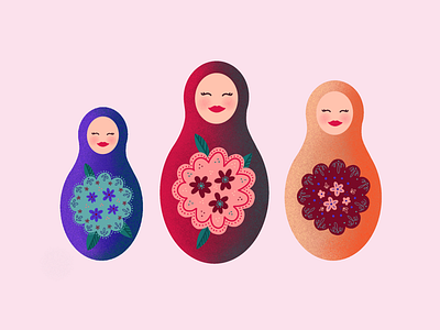 Russian Dolls clean cute dolls drawing gradient illustration noise russian russian doll