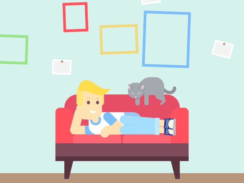 Man And His Cat after effects animation flat gif illustration illustrator vector