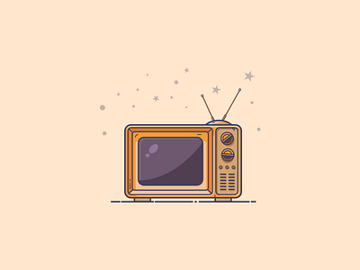 Things from past # 14 : A vintage TV colors flat illustration graphic art graphic design icon icon artwork illustration illustration art minimal old school retro television tv ui vector vintage warm colors