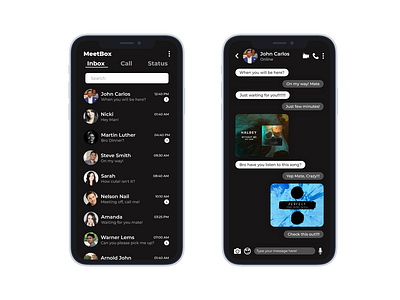 Dark Theme "Inbox & Chat App UI/UX Design" app chatting app design dribbble inbox inbox app ios iphone message mobileapps ui ui ux uidesign uiuxdesign