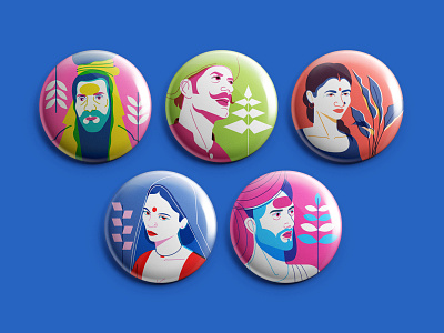 Desi Portraits art badges colorful digital art graphic design india indian indian culture people portrait rural tradition