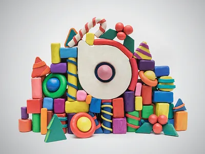 New Year Postcard art design icon logo newyear plastic sculpting