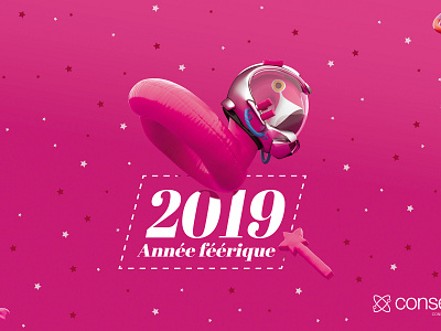 Happy new year 2019 2019 3d c4d cgi cinema 4d conserto creative design happy new year illustration lycanthrop maxon nicolas delille pinkfloyd vray webdesign agency