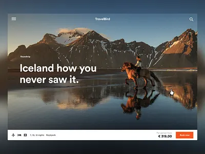 Early concept for TravelBird's redesign ui ux