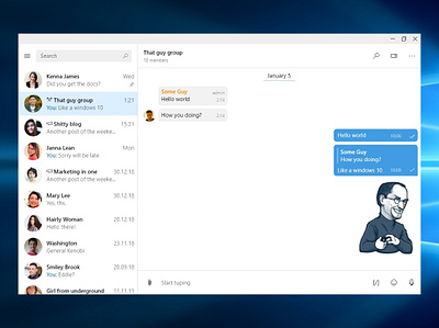 Telegram Win 10 Concept concept design desktop guideline telegram ui ux web win10 windows