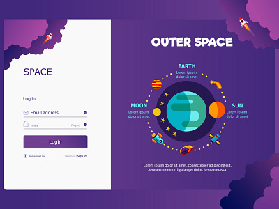 Space Login Page app app concept application ui apps design design illustration landing page login page ui uidesign ux uxui