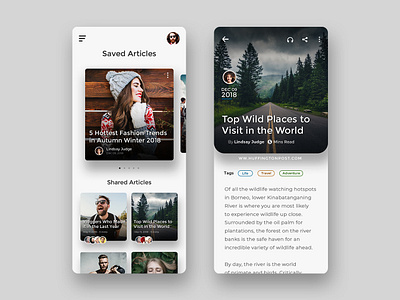 Saved Articles adobe xd articles app design read ui