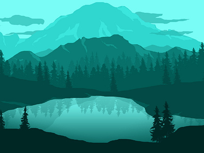 Mountain Lake art desgin design art digitalart illustration illustration art lake landscape landscape design landscape illustration lineart vector vectorart wallpaper water