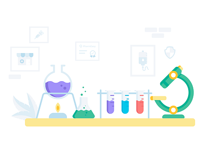 laboratory app beaker flat flat design icon illustration lab laboratory medical medicine microscope minimal room test tube ui vector