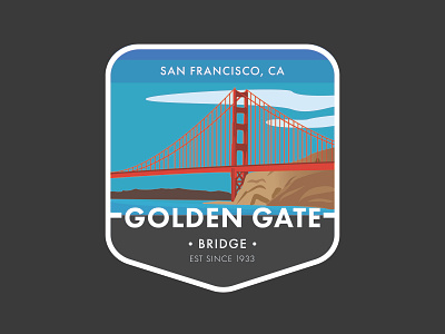 Golden Gate Bridge Badge animation badge bridge clean design flat golden gate bridge icon illustration illustrator minimal san francisco vector