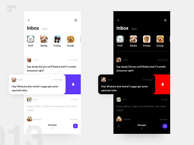 013 - Direct Messages android challenge chat dailyui dashboard design desktop direct message fashion ios iphonex minimal mobile profile redtheme responsive social ui uidesign web
